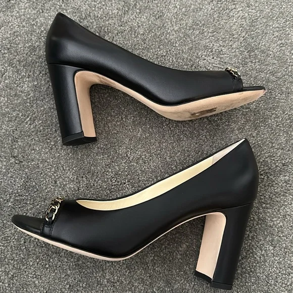 Timeless CHANEL lambskin open toe chain gold shoes size 38 - Picture 6 of 8